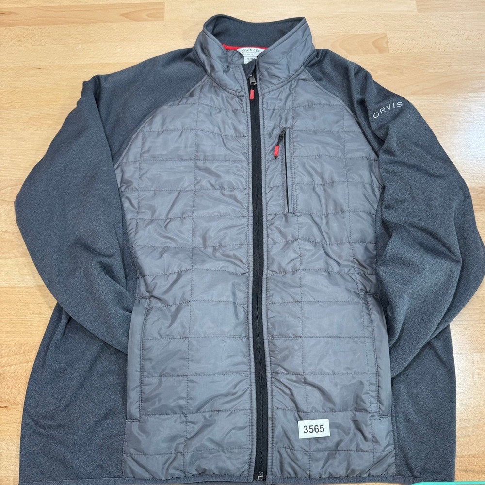 Orvis Classic Collection Jacket Mens XL Gray Quilted Full Zip Lightweight
